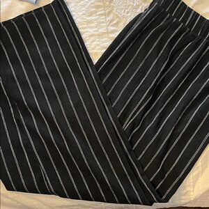 H&M Black Pinstripe Wide-Leg Trousers